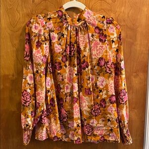 Floral Women's Top in Orange and Pink